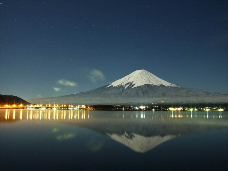 満天の星空と富士山